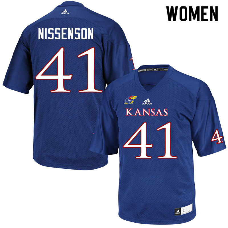 Women #41 Cameron Nissenson Kansas Jayhawks College Football Jerseys Sale-Royal - Click Image to Close